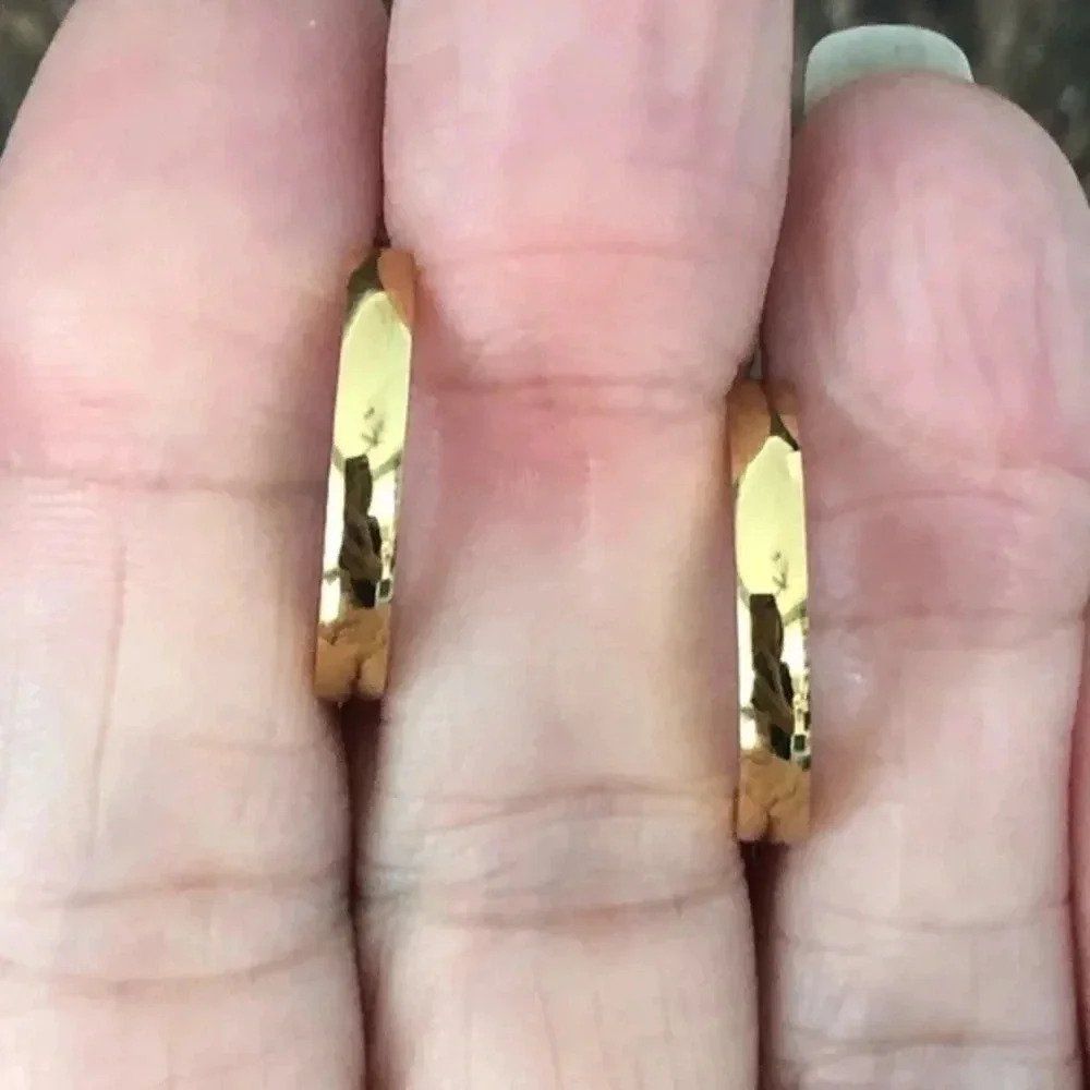 Gold Clamp Hoop Thick Stainless Steel Earrings NWT